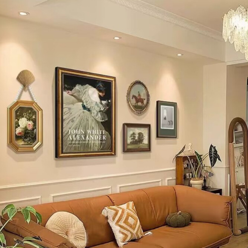 Retro decorative painting European and medieval living room background wall combination French table setting wall entrance hall restaurant mural