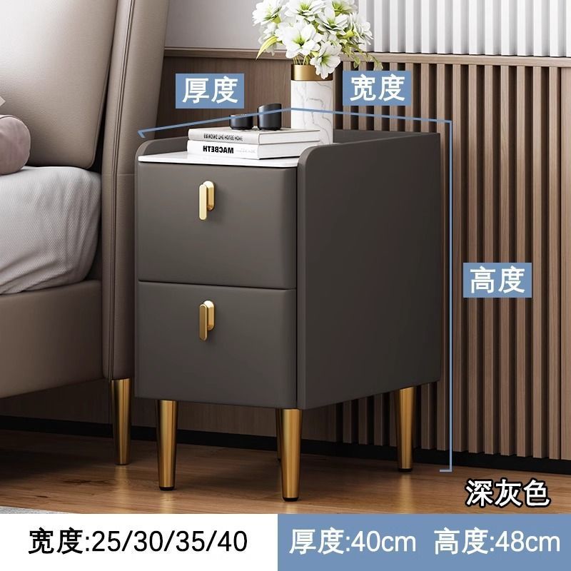 Pequeña mesa de cabecera de madera maciza lujosa cabecera de cabecera ultra estrecha armario de almacenamiento multicapa de 25cm armario de almacenamiento pequeño paquete completo