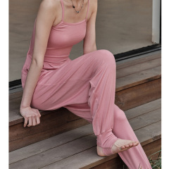 Women's New Yoga Bodysuit with Braided Strap Backless Top, Toe-Clinging Pilates Dance Sport Integrated Garment