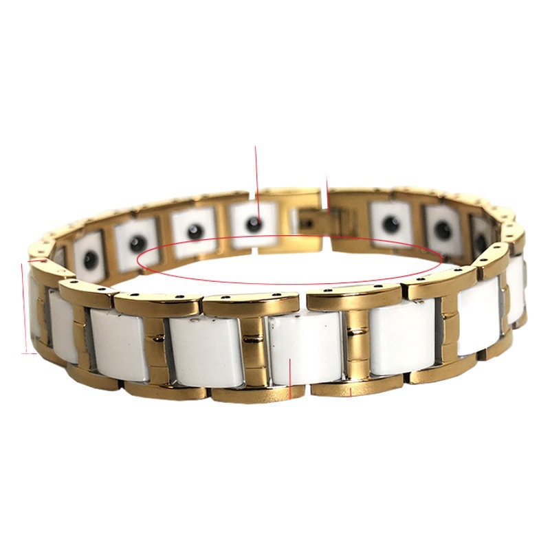 La Nueva joyería europea y americana enumeró el oro de acero Titanium con la vieja pulsera magnética de los hombres de cerámica blancos de moda de la pulsera de los hombres