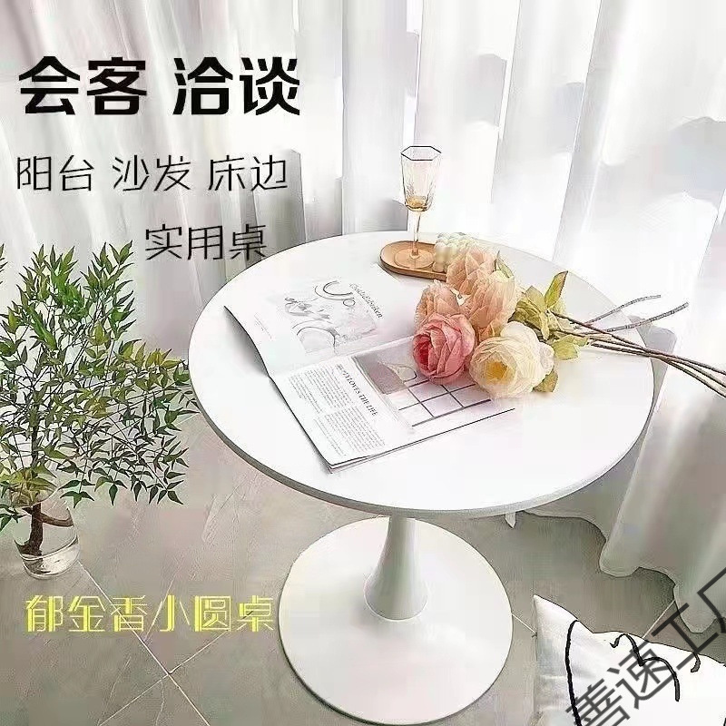 Small Round Table Reception Negotiation Table Nordic Home Balcony Bedroom Simple Tulip White Table Milk Tea Shop Internet Celebrity Dining Table