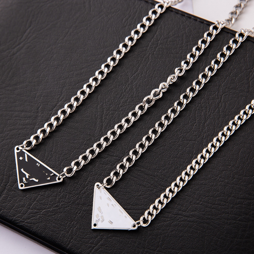 Cross-border Personalized Triangle Titanium Steel Necklace Women's Hip-hop Niche Design Color-free Sweater Chain Simple All-match Sweater Chain