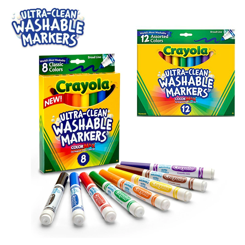 Мелки Crayola для мытья, акварельная ручка 12 цветов 24 цвета 7812 7808