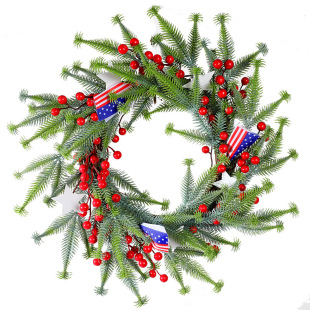 50cm US Independence Day wreath door hanging holiday atmosphere dress up product simulation pe red fruit flag Amazon cross-border
