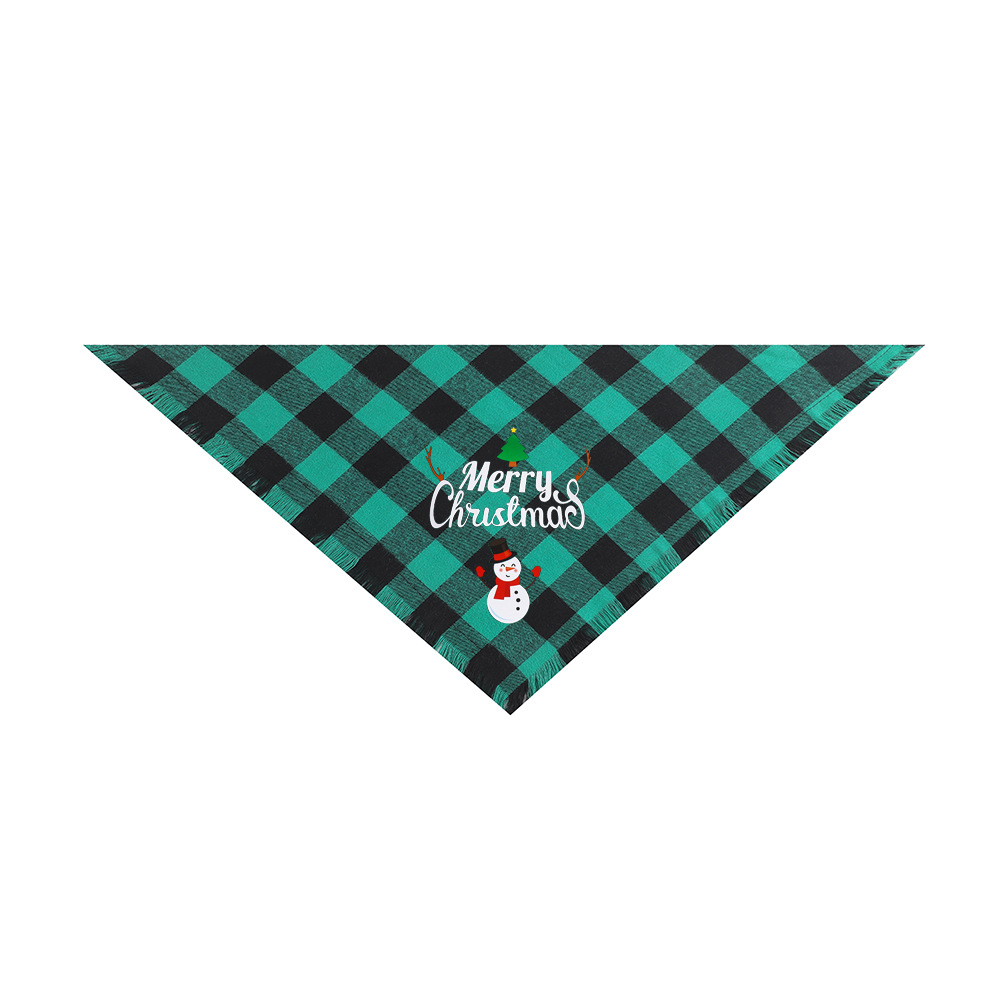 A cuadros borla regalo de Navidad mascota perro toalla triángulo mascota perro saliva toalla perro bufanda decoración al por mayor