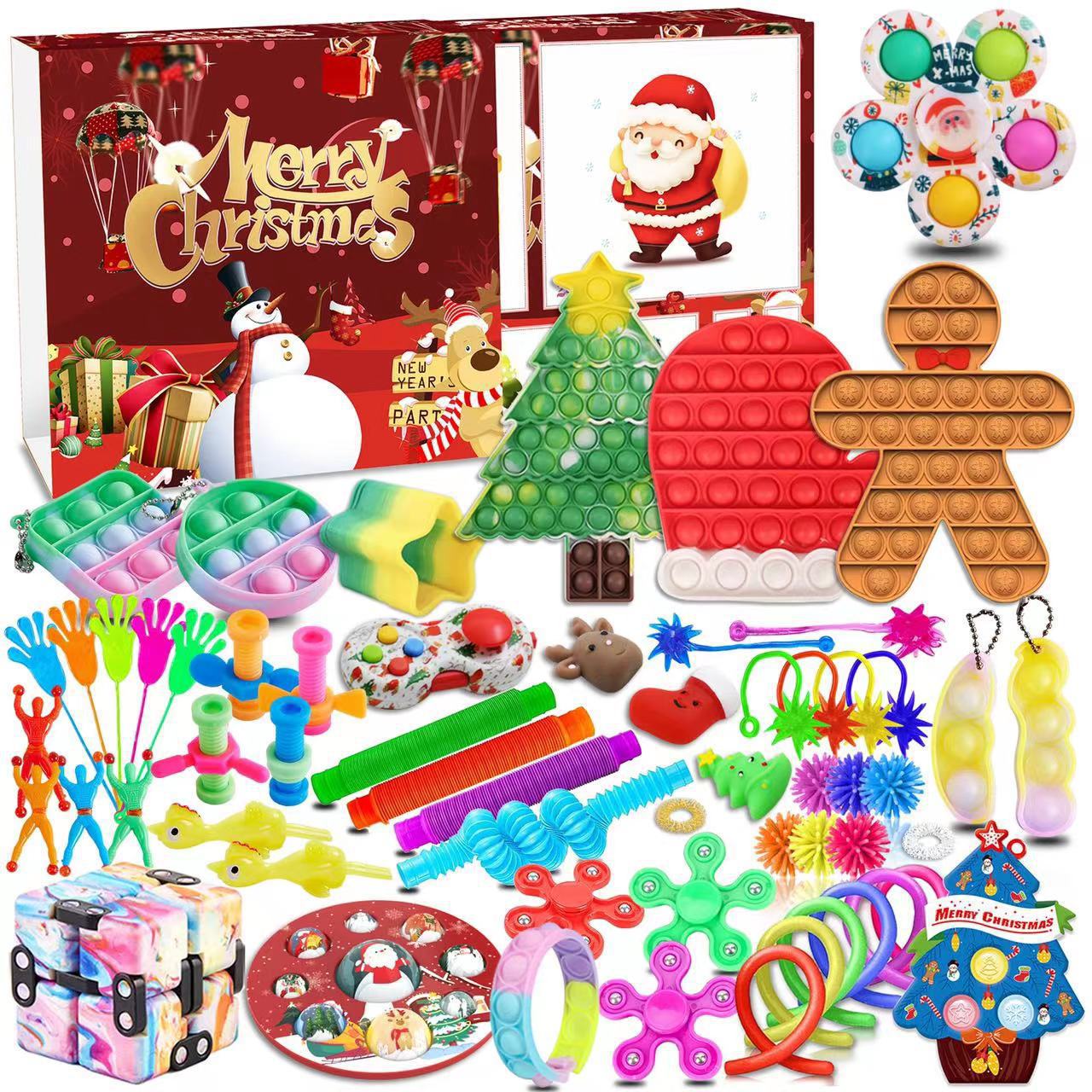 Caja ciega de Navidad transfronteriza Regalo de fiesta para niños Descompresión DIY Desgarrado Calendario de cuenta regresiva Caja ciega Juguetes navideños