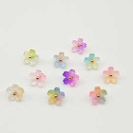 渐变透明五瓣花樱花 diy手工中式古风复古旗袍纽扣五叶花服装辅料