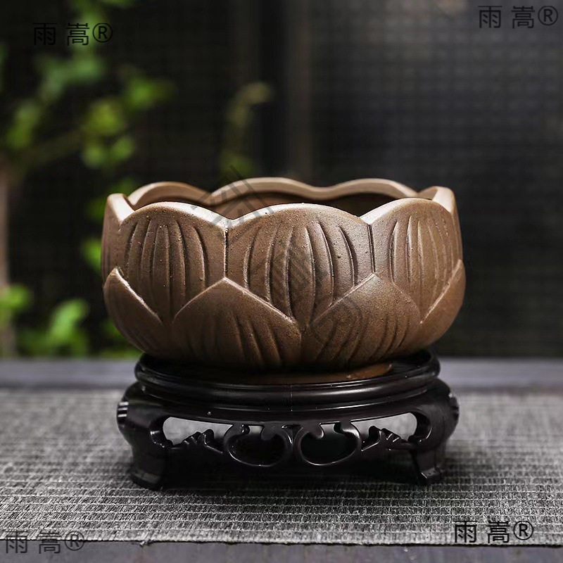 ♤ Stoneware Plain-Fired Ceramic Flower Pots Breathable Succulent Asparagus Purple Sand Desktop Asparagus Green Plant Flower Pot Manufacturer Batch