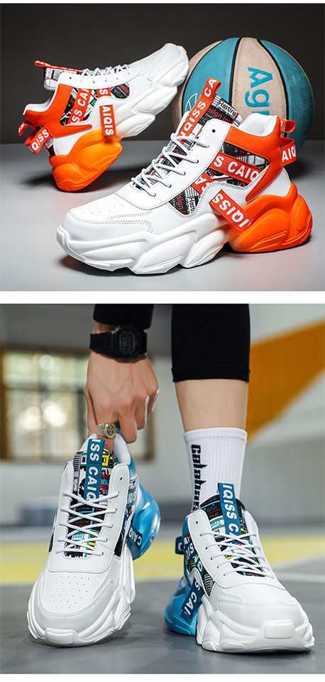 Giày thể thao nam cổ thấp đế bằng thắt dây phối màu, giày sneaker năng động thoáng khí — 5522 màu cam trắng, 5522 trắng đen, 5522 xanh hồ trắng chi tiết 14
