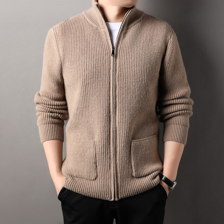 Suéter nuevo comercio exterior hombre de punto cardigan de mediana edad suelto simple de manga larga otoño invierno tendencia suéter de hombre