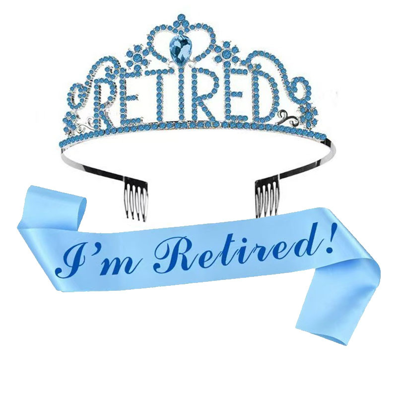 Conjunto de tirantes de corona de fiesta de graduación europea y americana Letras RETIRED Corona de diamantes Tocado de fiesta de jubilación al por mayor