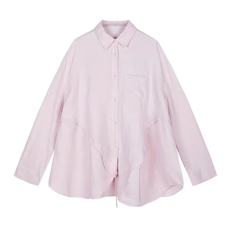 【商场同款】江*25早秋新品汉麻衬衫女宽松抽绳长袖上衣|undefined