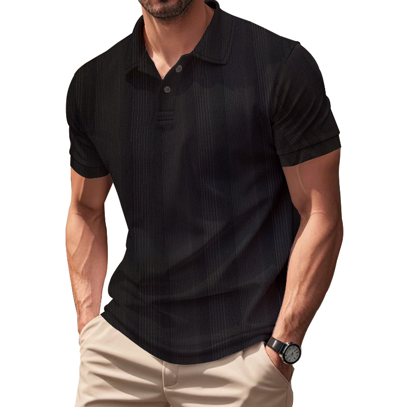 Camisas de polo europeas y americanas transfronterizas de verano de golf masculinas sueltas con solapas transpirables, mangas cortas