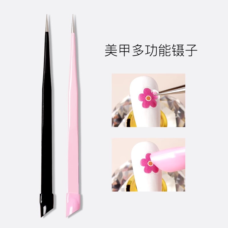 Nail Art Tweezers with Double-Ended Silicone Tips for Picking up Rhinestones, Pressing Stickers, Nail Tools, Wholesale, Non-Slip, Handmade Nail Art Tweezers with Double-Ended Silicone Tips for Picking up Rhinestones, Pressing Stickers, Nail Tools, Wholesale, Non-Slip, Handmade