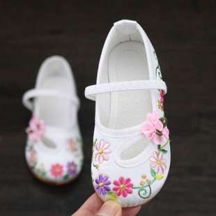 Girls' Embroidered Shoes, Children's Cloth Shoes, Hanfu Shoes, Chinese Style, Ancient Style, Ethnic Style, March 3Rd and June 1St Performance Shoes