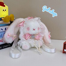 可爱洛丽塔包包卡通兔子毛绒双肩包少女Lolita手作兔包抽绳双肩包