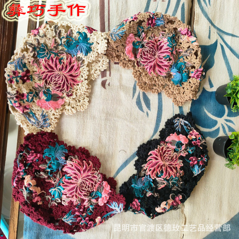 Autumn ethnic knitted breathable woven hat for leisure