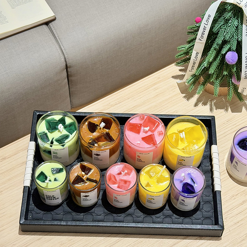 Café helado con frutas de doble color fragancias fotos adornos festivos regalo de mano con frutas de aroma