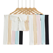 SY2012-24秋季新款 韩版纯欲风辣妹一字肩排扣抹胸性感修身针织衫