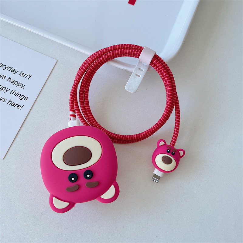 2024 nueva cubierta protectora de cabezal de carga rápida estándar británico de dibujos animados de 20W para cargador de Apple 20WPD plegable de tres enchufes