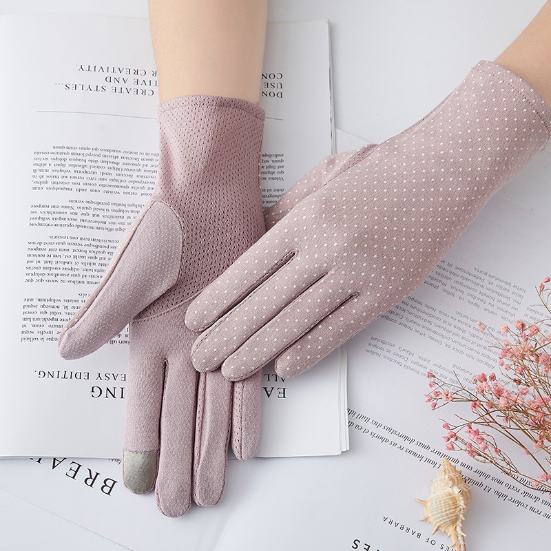 Guantes de protección solar Guantes de pantalla táctil bordados de tela para mujer de primavera y verano