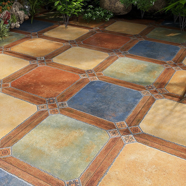 American courtyard floor tile yard terrace garden antique tile B & B restaurant balcony roof outdoor non-slip floor tile