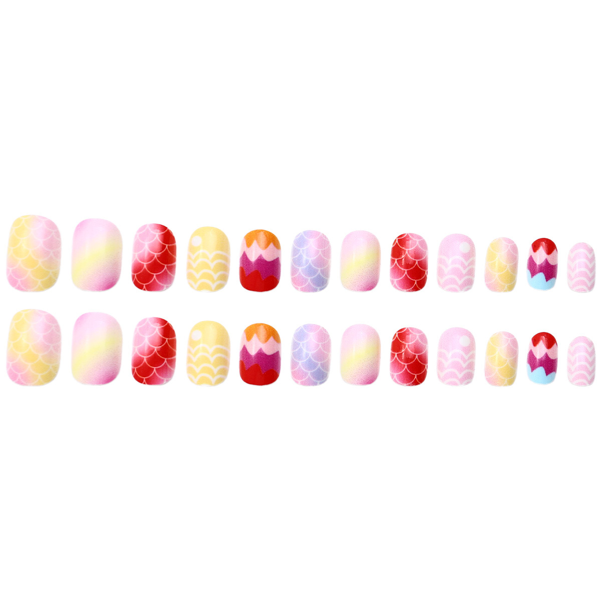 Pequeño libro rojo venta caliente para niños que usan piezas de uñas 24 piezas de gel de goma de uñas falsas ondas cortas desmontables de uñas