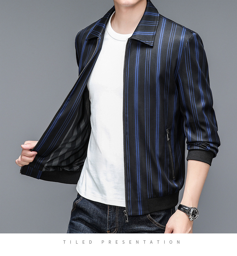 Men's Casual Lightweight Baseball Bomber Jacket With Lapel Collar_voghion.com