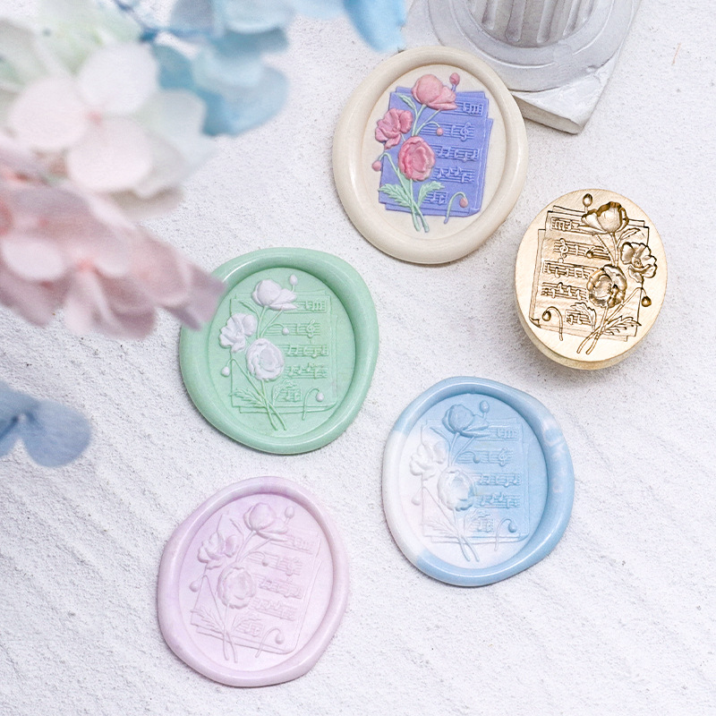 Sello de pintura de fuego alivio de la cabeza de cobre Serie Artística Rosa clave Yu Meiren sello de música Cubierta de sobre impresión de pintura de fuego cabeza de sello