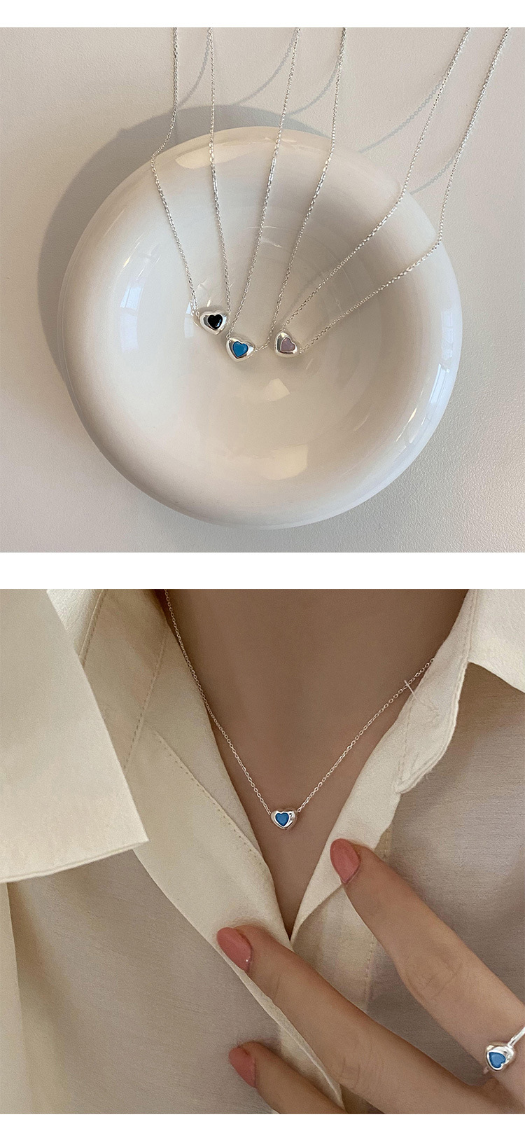 Fashion Heart Shape Sterling Silver Plating Pendant Necklace