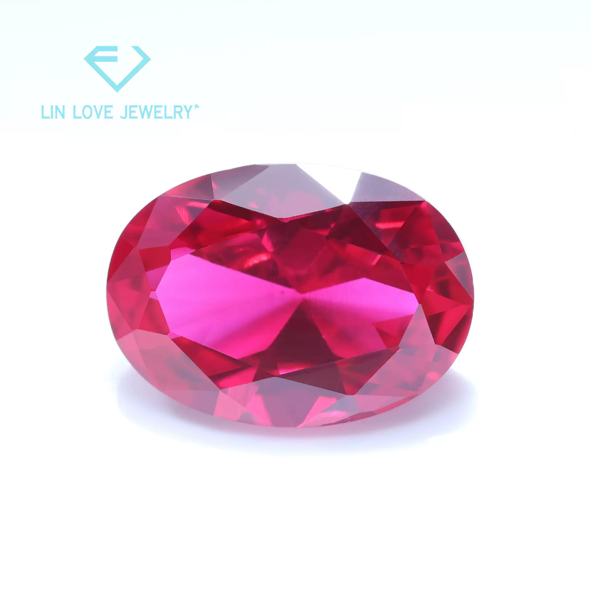 批5A 蛋形5#红刚玉裸石 合成尖底椭圆形5号红刚玉鸽血红宝石Ruby