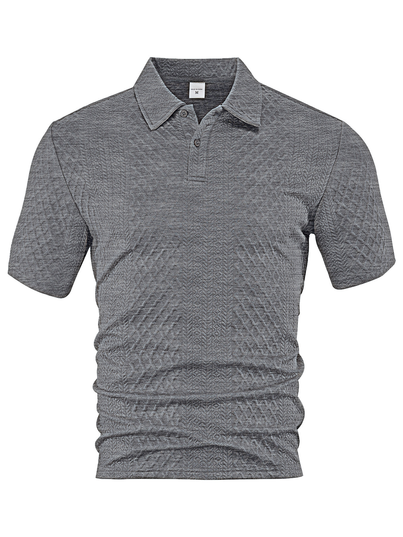 Europa y Estados Unidos ropa de hombre transfronteriza verano delgado relajado transpirable casual Jacquard de color sólido con solapa de manga corta camisa polo de hombre image 11