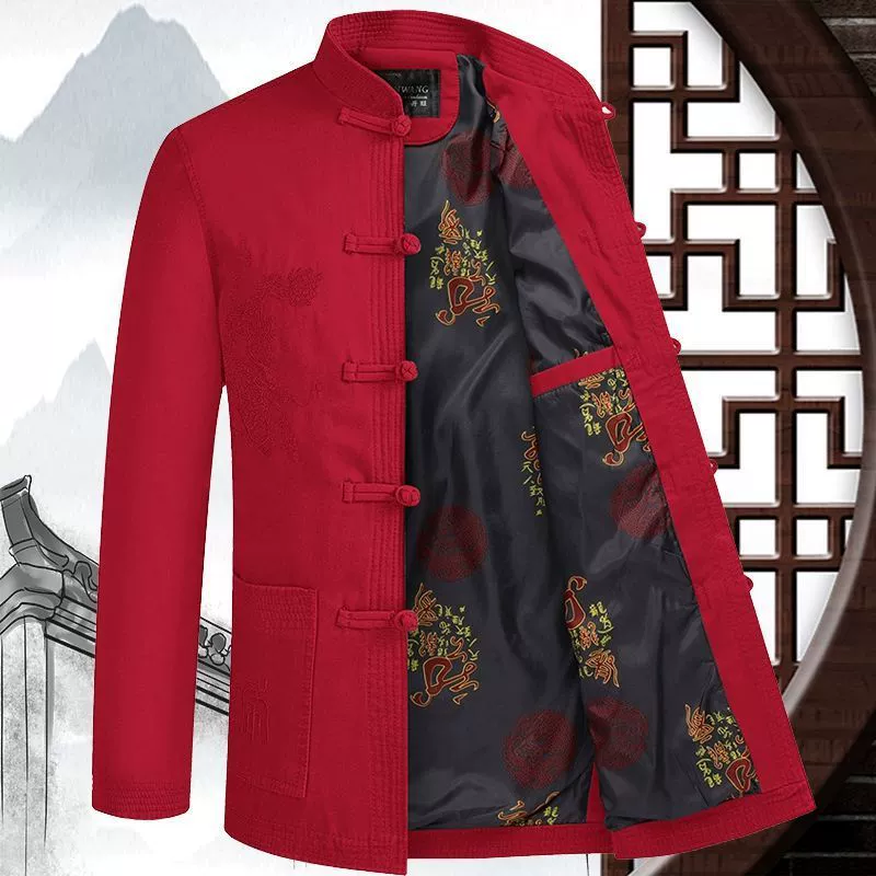 Весенне-осенний костюм Тан в китайском стиле для среднего и пожилого возраста, мужская куртка, куртка на день рождения китайского папы и дедушки, праздничное платье на день рождения