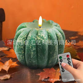 跨境LED Flameless Pumpkin Candle 蜡烛南瓜灯氛围仿真蜡烛