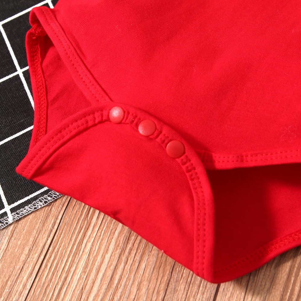 Natale Bambini primavera e autunno Natale vestito bretelle + tuta triangolare da arrampicata + cappello tre pezzi abbigliamento per bambini ins_voghion.com