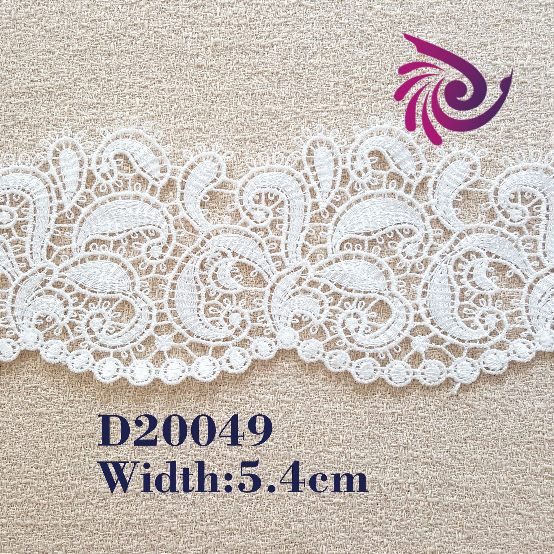 5.4CM pearl wavy edge geometric embroidery polyester silk embroidery…