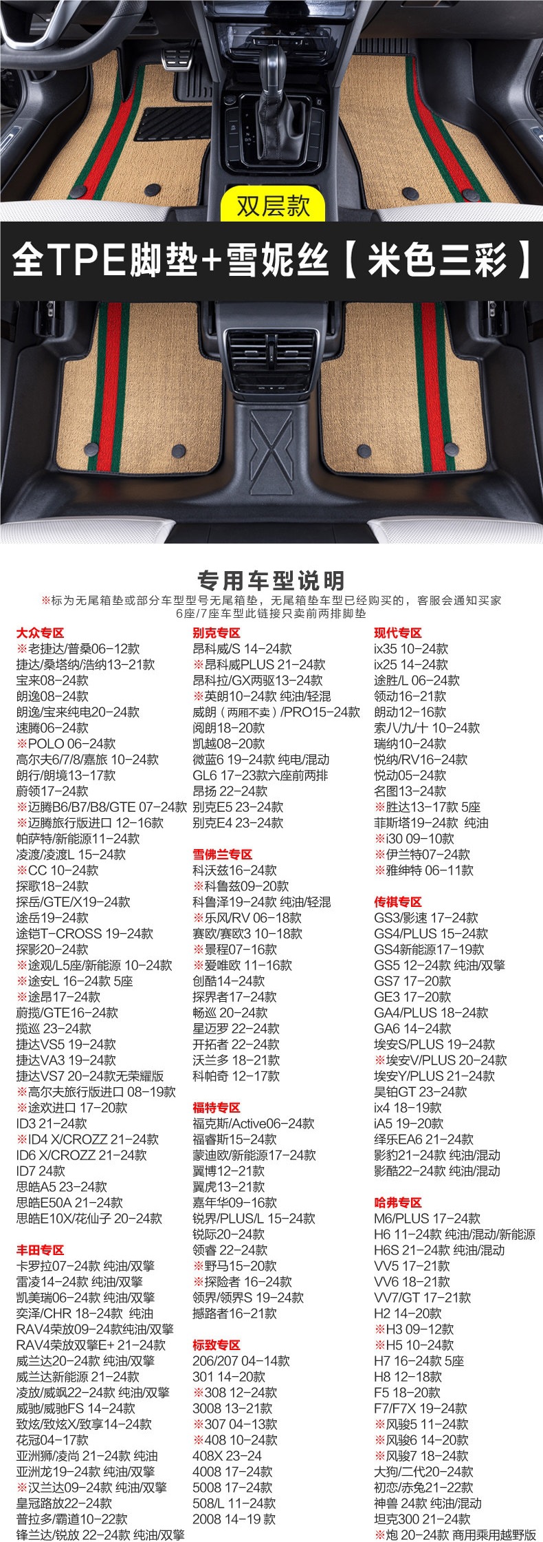 Full TPE car floor mats, specially designed for waterproofing, suitable for Lavida, Bora, Passat, Sylphy, Revin, Yingsang, X-Trail, and RAV4
