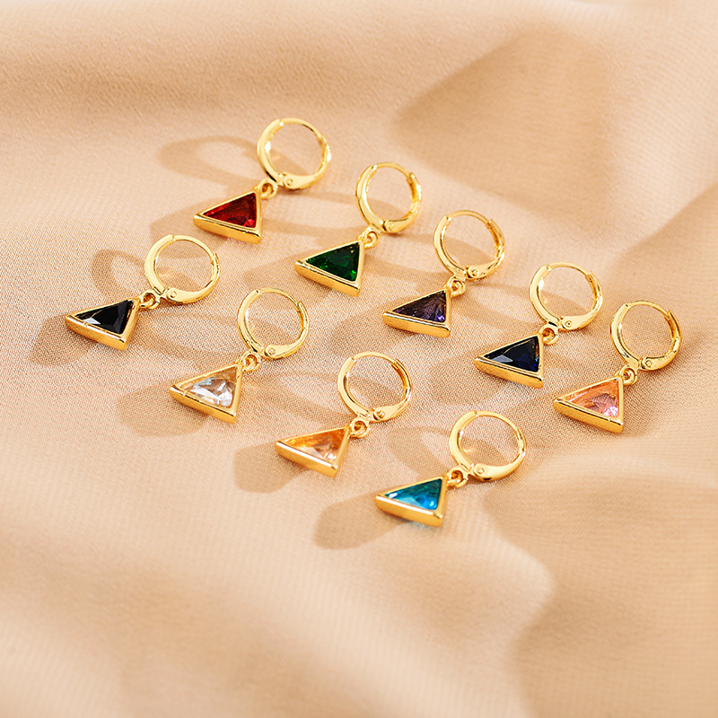 Women'S Gender Inlay Design 1 Pair Retro Triangle Copper Inlay Zircon Drop Earrings
