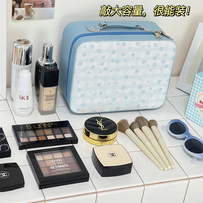 2024 nueva estrella maquillaje caja de alta capacidad portátil para el cuidado de la piel maleta de almacenamiento bolsa de viaje maquillaje
