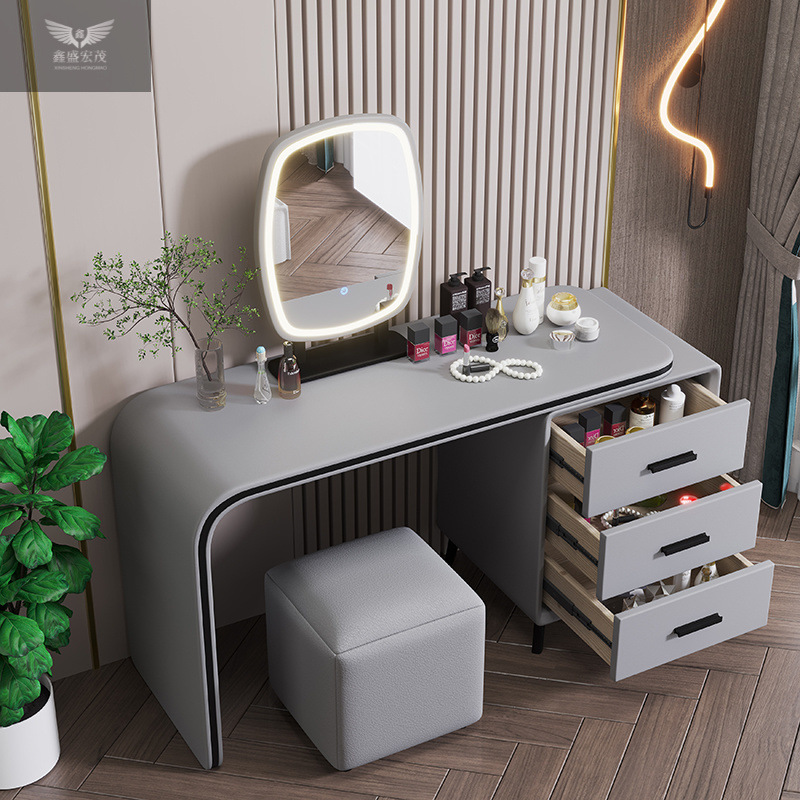 Dormitorio moderno simple italiano de lujo ligero de madera maciza mesa de tocador cabecera de cama un gabinete de almacenamiento para mujeres pequeñas mesas de maquillaje