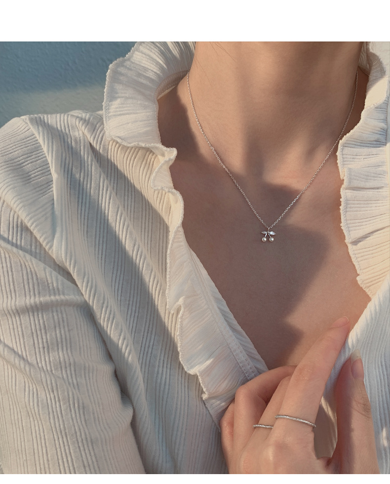 Pendant Necklace Classification 1 Piece 925 Sterling Silver Cherry 925 Sterling Silver Cable Chain Pendant Necklace