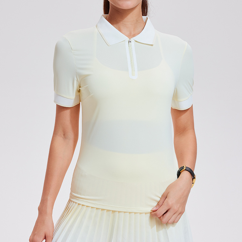 Trajes de deportes transfronterizos de mujeres, trajes de yoga transpirables, trajes de fitness de mangas cortas, trajes de tenis de bádminton delgados, trajes de mujeres