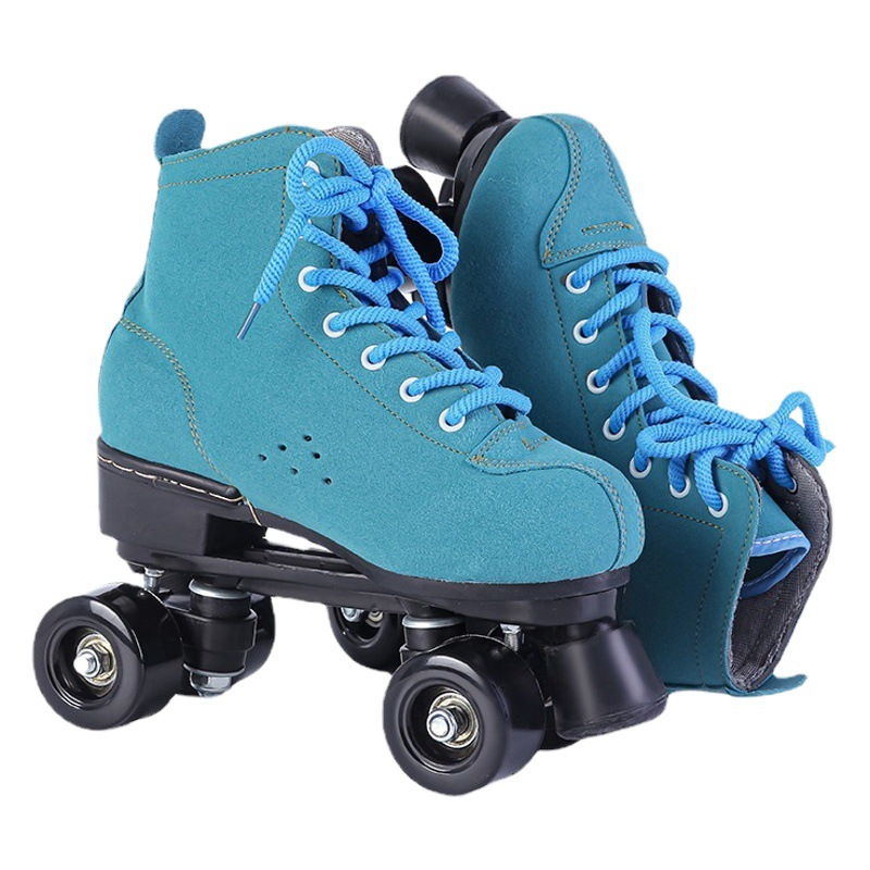 Fábrica al por mayor azul adulto doble fila flash de cuatro ruedas para hombres y mujeres de una sola rueda deportes patines hombres