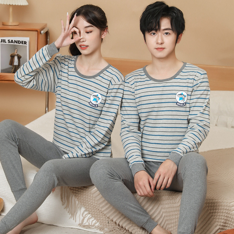 Boys and Girls Pure Cotton Autumn Clothes and Pants suit Teenagers Children's plus size Underwear Junior High and Senior High Children's Base Shirt Pajamas