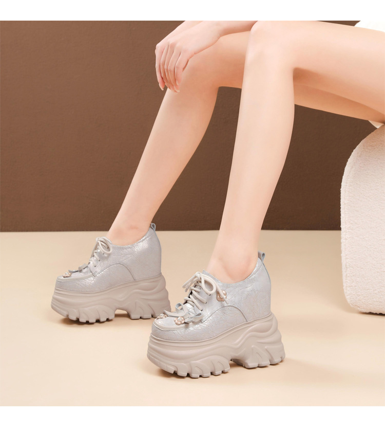 Giày nữ đế xuồng platform nơ bướm cổ điển, dây buộc, mũi sâu, gót 14 cm — màu đen chi tiết 6