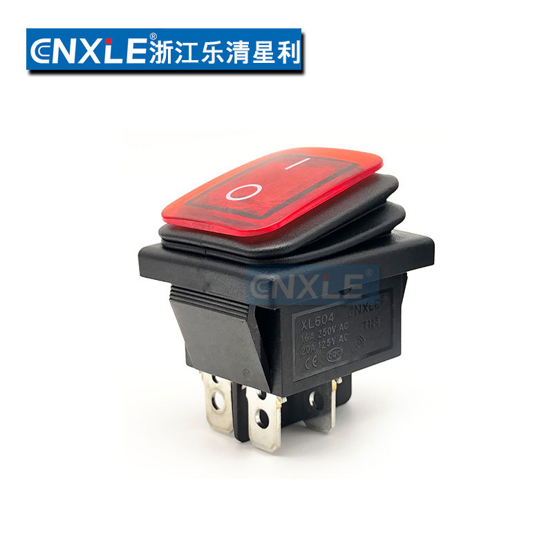 CNXLE供应kcd4防尘大船形开关船型带灯翘板开关防水二档三档四脚