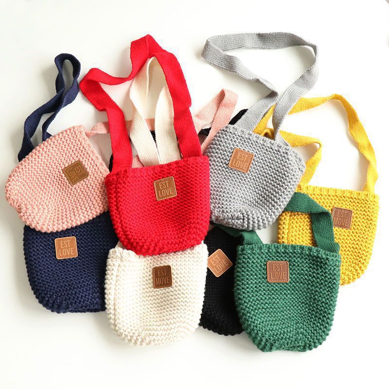 Children's Bags, Women's Fashionable Cross-Body Bags, Knitted Decorative Bags, Casual Wallets, Boys and Girls Shoulder Bags, Trendy Babies