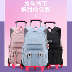 Cross-border one-time delivery natural fish new pull-type schoolbag for primary school students 3-6 grade middle school students 8-14 years old girls