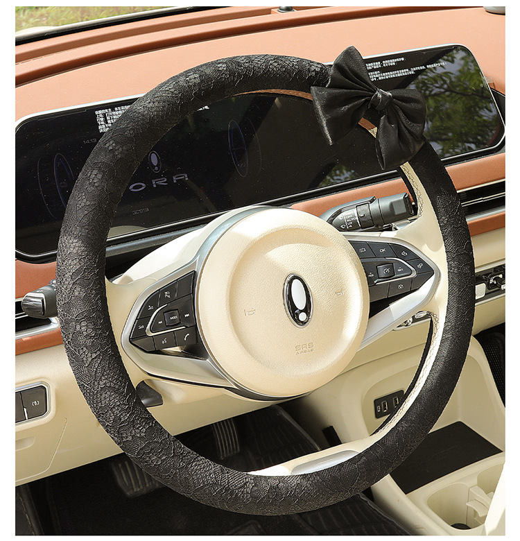 New Car Steering Wheel Cover for All Seasons and Summer, Non-Slip, Universal Fashionable Lace Female Cute Handlebar Cover, Cross-Border Supply