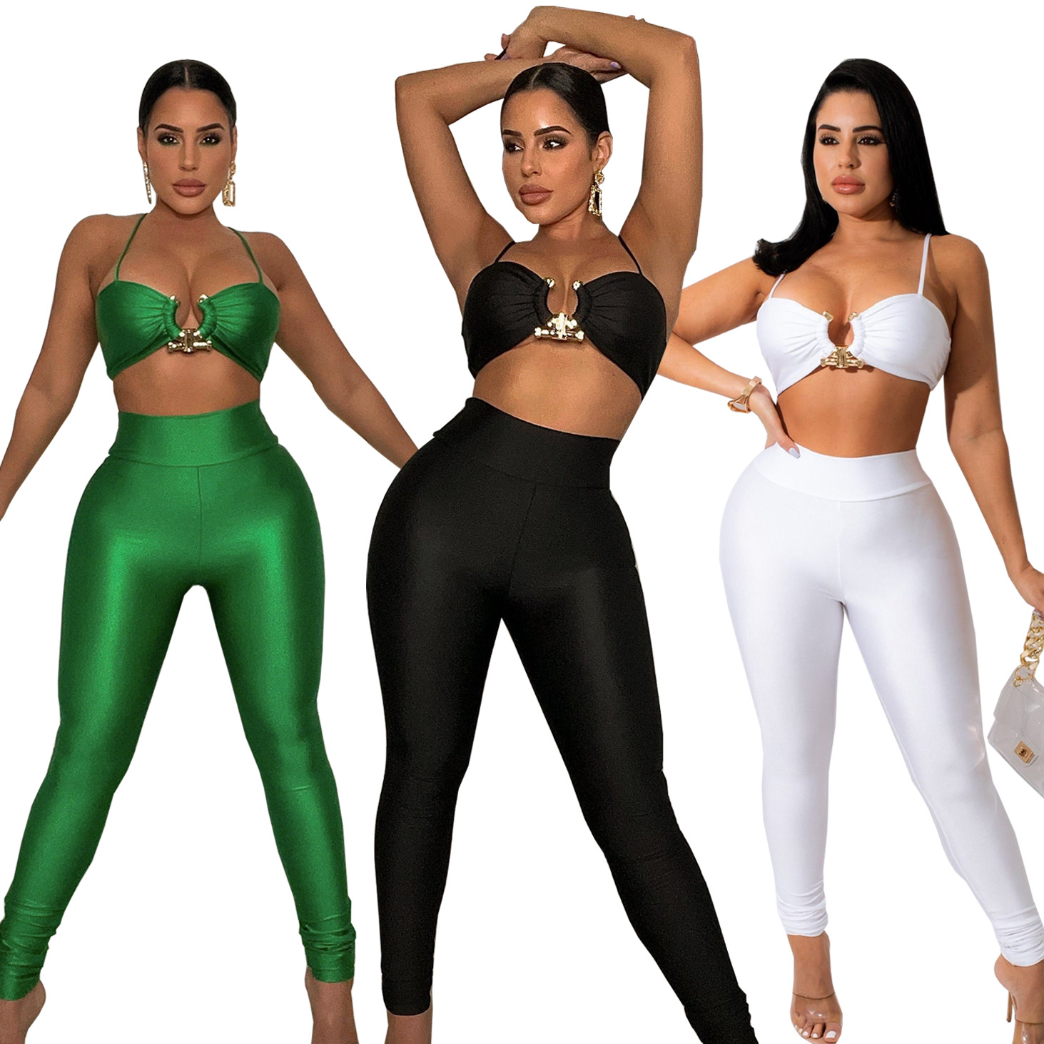 Women's Sexy Solid Color Polyester Backless Pants Sets display picture 1